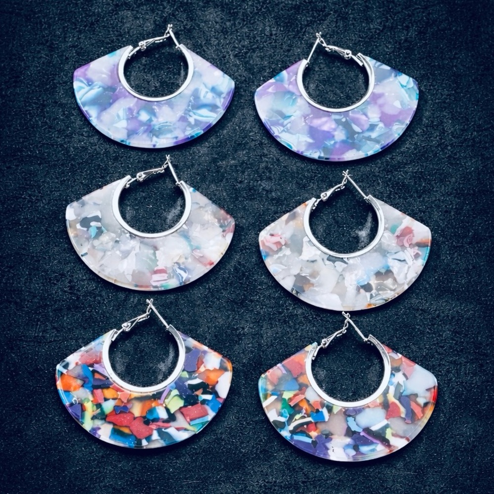 Statement resin Acrylic Hoop Earrings set